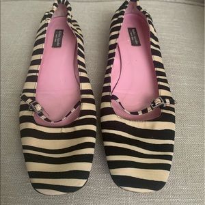 Kate Spade Mary Janes. Beige and Black stripes 7.5